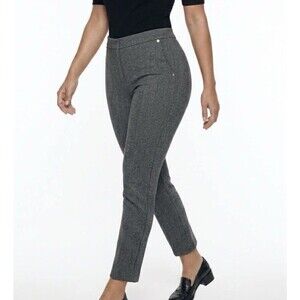 Anne Klein Women’s Size 6 Ankle Pull On Pants Herringbone  Gray Career